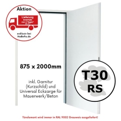 T30/ RS H3 OD Brand- und Rauchschutztür in der Breite 875 und in den Höhen 2000 und 2125 mm mit Eckzarge - In 4 Tagen geliefert 